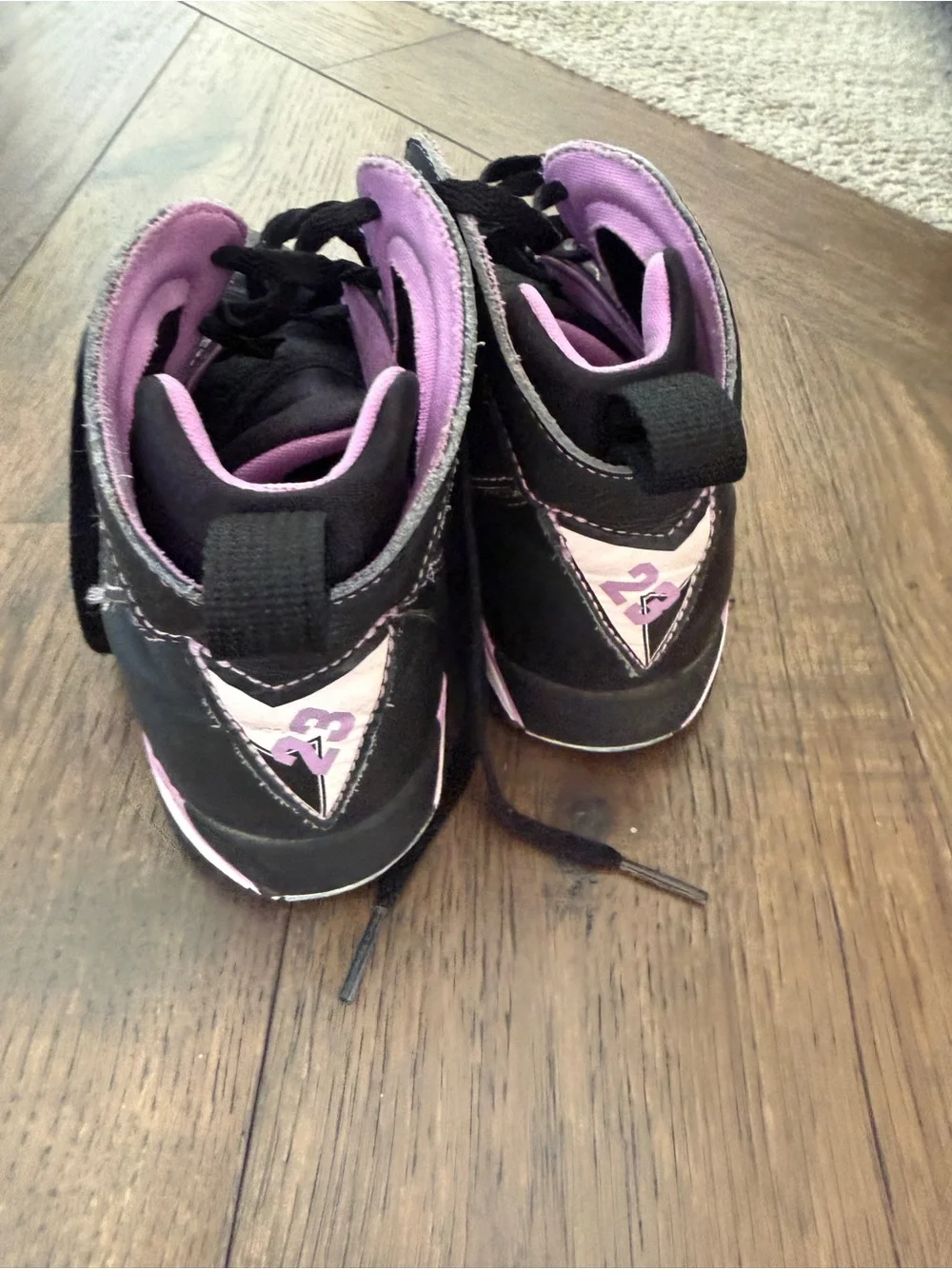 Jordan Kids Black and Purple High-Top Sneakers